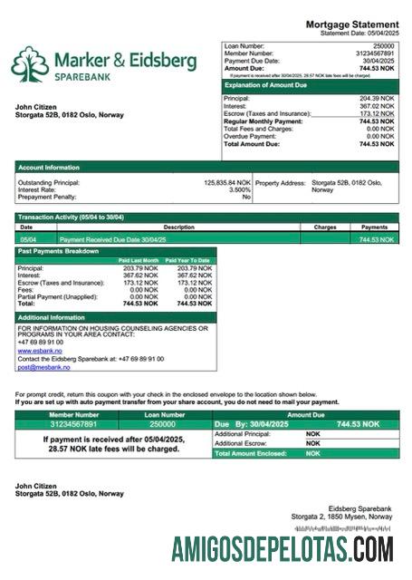 para download Noruega Eidsberg Sparebank Declaração de hipoteca Word e modelo PDF